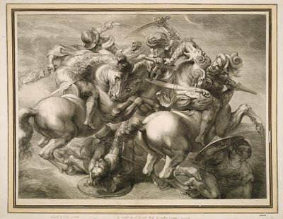 Die Schlacht der vier Reiter (Schlacht von Anghiari) von Gérard Edelinck