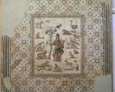 Orpheus umgeben von Tieren, polychromes Mosaik von Greco Roman Greco Roman