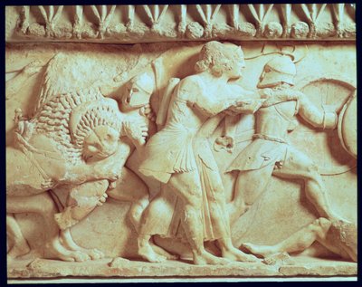 Detail des Nordfrieses des Siphnischen Schatzhauses von Greek