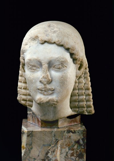 Kopf eines Kouros, aus Athen, ca. 510 v. Chr. von Greek