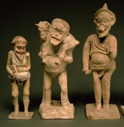 Statuetten von Schauspielern und Schauspielerinnen, Hellenistisch, ca. 325-50 v. Chr. (Detail) von Greek
