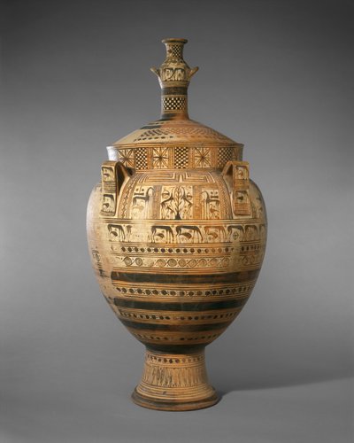 Terrakotta-Krater mit Deckel, ca. 750–740 v. Chr. von Greek