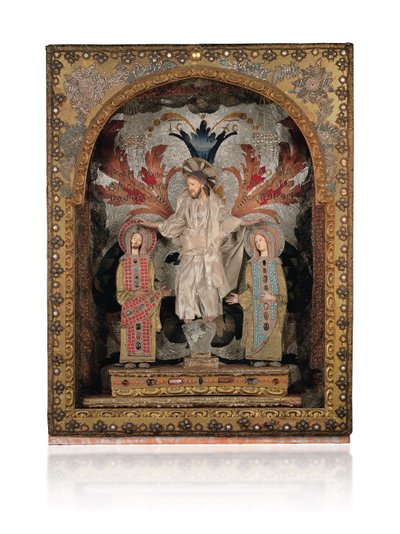 Christus auf einem Sockel aus Bergkristall, flankiert von Kaiser Romanos II (938-963) und Kaiserin Eudoxia (945-949) von Greek School
