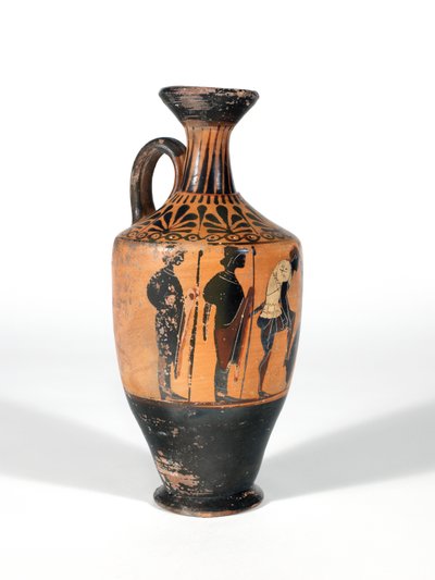 Lekythos, Krieger rüsten sich für die Schlacht, 510-500 v. Chr. von Greek School