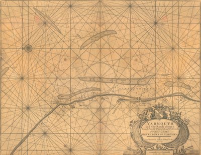 Karte von Yarmouth und den umliegenden Sandbänken, ca. 1700 von Greenvile Collins