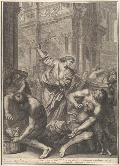 Christus vertreibt die Händler aus dem Tempel, aus Die Passion Christi, Platte 3 von Gregoire Huret