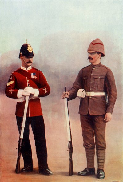 Farbsergeant und Soldat in Khaki, Gloucester Regiment von Gregory and Co