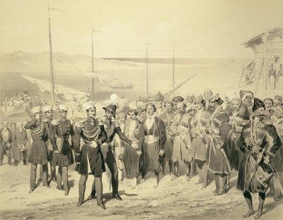 Landung eines Militärführers in Redout-Kale am Schwarzen Meer, Tafel 5 aus einem Buch über den Kaukasus von Grigori Grigorevich Gagarin