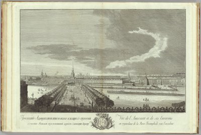 Newski-Prospekt mit Blick auf die Admiralität Buch zum 50. Jahrestag der Gründung von St. Petersburg, 1753 von Grigory Anikeevich Kachalov