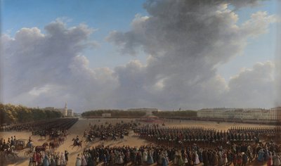 Parade zur Feier des Endes der Militäraktionen im Königreich Polen auf der Zarinwiese in St. Petersburg am 6. Oktober 1831 von Grigory Chernetsov