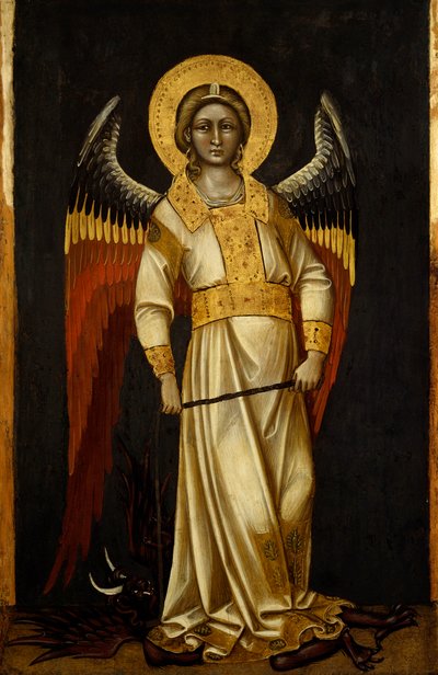 Engel mit Dämon an der Kette, Tempera auf Holz, circa 1354 von Guariento di Arpo