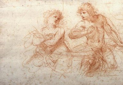 Studie eines nackten Mannes und einer Frau (Rötel) von Guercino