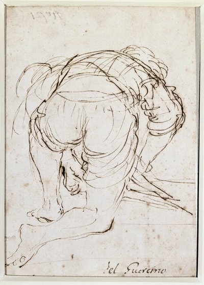 Kniender Mann - Bleistiftzeichnung von Guercino