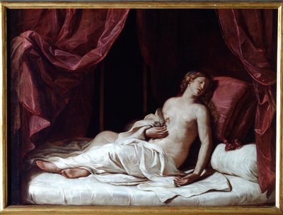 Der Tod von Königin Kleopatra Der Selbstmord von Kleopatra VII Thea Philopator (69-30 v. Chr.), Königin des Alten Ägypten - (Der Tod von Königin Kleopatra) Gemälde von Guercino (Giovan Francesco Barbieri) (Guerchin) (1591-1666) 1648 Dim 173x237 cm Genua, M von Guercino
