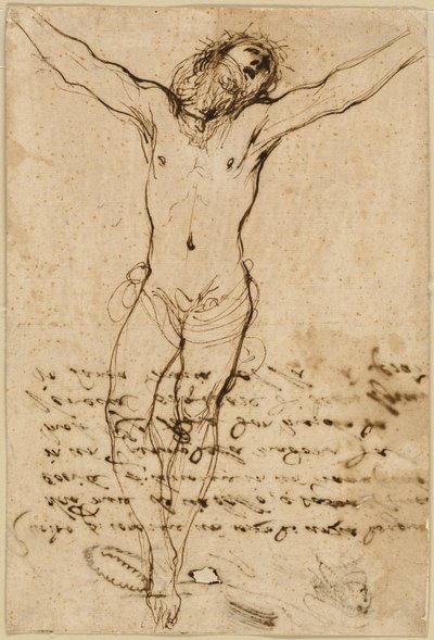 Christus am Kreuz: Studie zur Kreuzigung mit Heiligen von Guercino