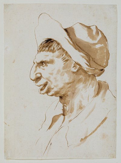 Kopf eines Bauern im Profil nach Links von Guercino