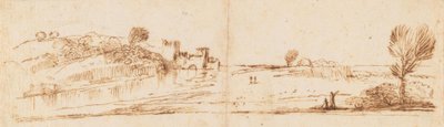 Panoramalandschaft mit einem Fluss von Guercino