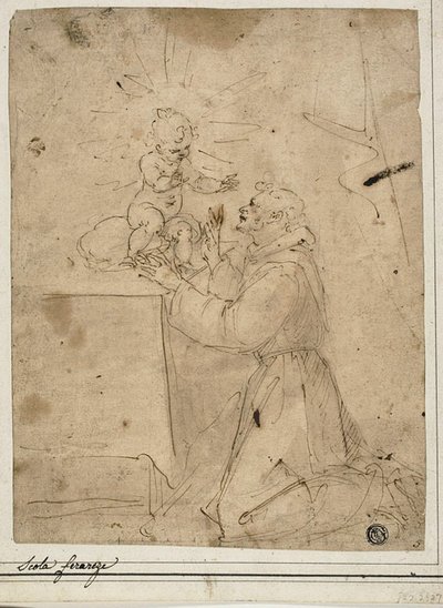 Der heilige Antonius von Padua, der das Christkind anbetet von Guglielmo Caccia