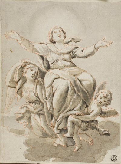 Himmelfahrt (recto) Porträtköpfe, verschiedene Skizzen (verso) von Guido Canlassi