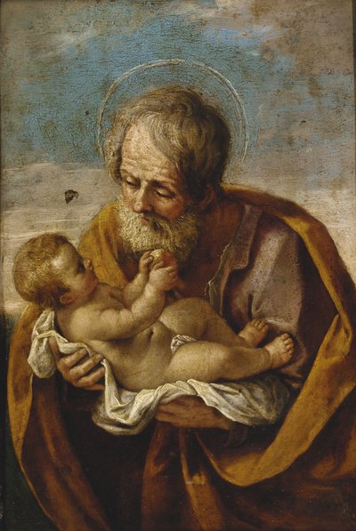 Joseph und das Christkind in seinen Armen von Guido Reni