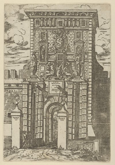 Das Porta Galliera, das Eingangstor zu Bologna und die Zugbrücke mit temporären Dekorationen (1598) von Guido Reni
