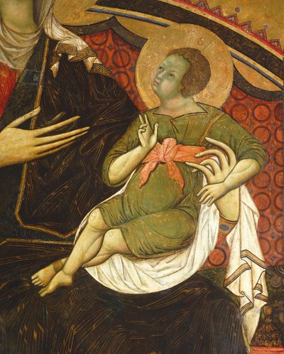 Das Jesuskind, Detail aus Majestät von Guido da Siena, Säulensaal, Palazzo Pubblico, Siena von Guido da Siena