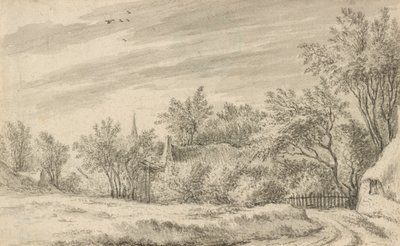 Dorfweg mit Kirchturm in der Ferne von Guillam Dubois