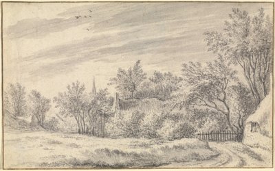 Dorfweg mit Kirchturm in der Ferne von Guillam Dubois