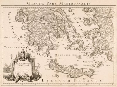 Karte des antiken Griechenlands und eines Teils der Türkei (Gravur) von Guillaume (after) Delisle