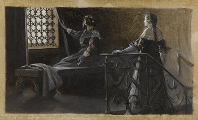 Ethel und die verschleierte Frau, ca. 1889 von Guillaume Albert Demarest