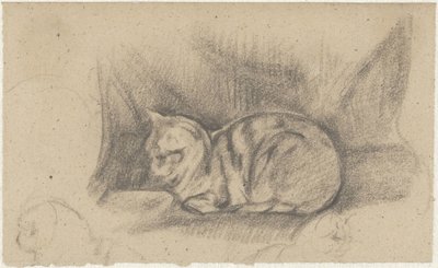 Liegende Katze nach links von Guillaume Anne van der Brugghen