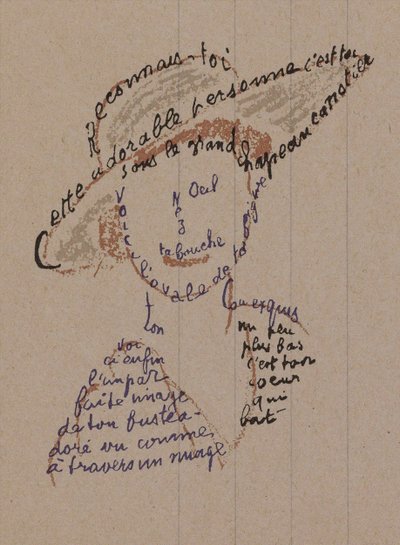 Kalligramm „Erkenne dich“ für Coco Chanel, ca. 1918 von Guillaume Apollinaire