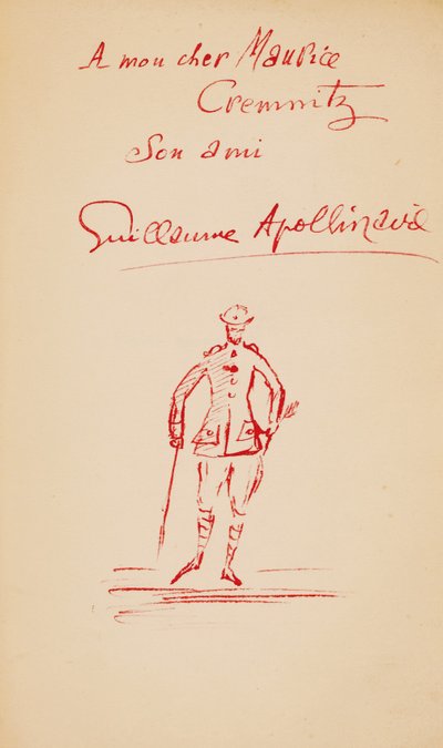 Widmung an Maurice Cremnitz aus "Le Poète Assassiné", 1916 von Guillaume Apollinaire