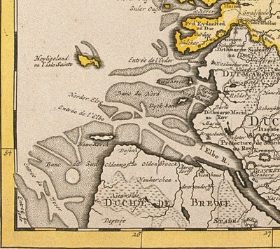 Detail von Helgoland aus einer Karte von Dänemark, 1730 von Guillaume Delisle