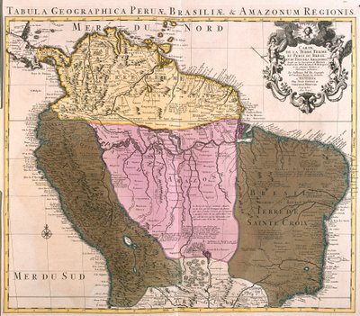 Karte von Peru, Guyana, Brasilien und den Amazonasgebieten (Radierung) von Guillaume Delisle