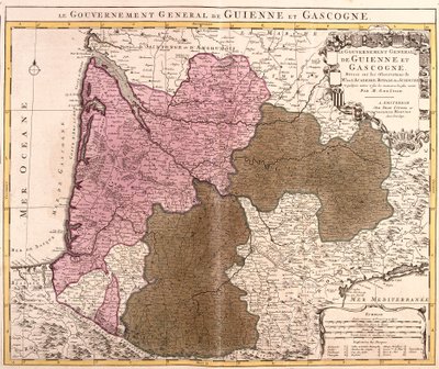 Karte der Regierung von Guyenne und Gascogne (Frankreich) (Radierung) von Guillaume Delisle