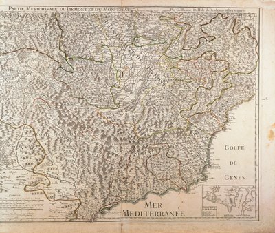 Karte der Region Südpiemont, Monferrato und Westligurien (1707) von Guillaume Delisle