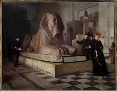Ägyptische Halle des Louvre Besucher vor der Großen Sphinx von Guillaume Larrue