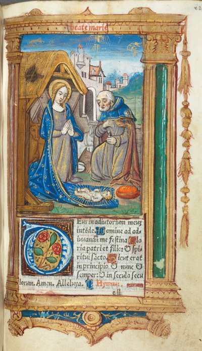 Stundenbuch (Gebrauch von Rom): fol. 34r, Die Geburt Christi von Guillaume Le Rouge