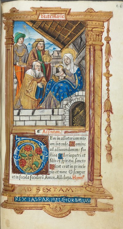 Gedrucktes Stundenbuch (Gebrauch von Rom): fol. 38r, Anbetung der Könige von Guillaume Le Rouge