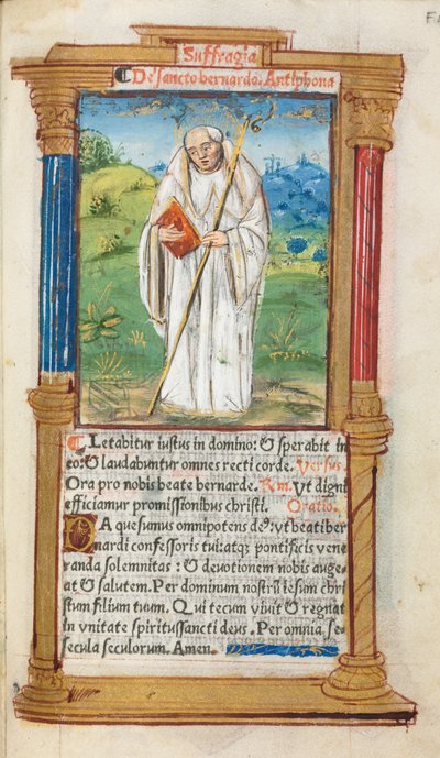 Gedrucktes Stundenbuch Gebrauch von Rom: fol. 108r, St. Bernhard von Clairvaux, 1510 von Guillaume Le Rouge