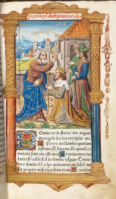 Gedrucktes Stundenbuch Gebrauch von Rom: fol. 65r, David und Samuel von Guillaume Le Rouge