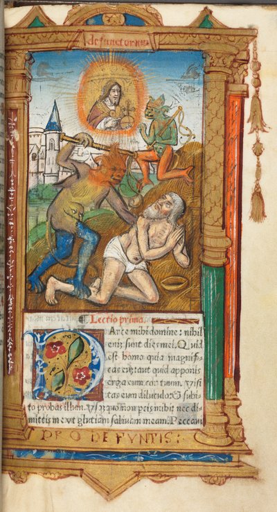 Gedrucktes Stundenbuch Gebrauch von Rom: fol, 78r, Hiob, 1510 von Guillaume Le Rouge