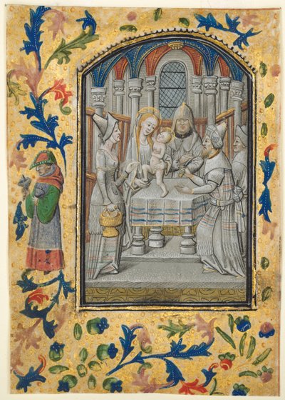 Blatt aus einem Stundenbuch: Darstellung im Tempel von Guillaume Vrelant