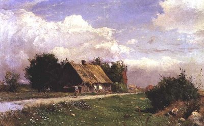 Waldlandschaft mit Figuren bei einem Häuschen von Gustaf Fredrik Rydberg