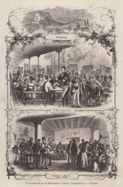 Peterstiftkeller und Klosterbräustübl, Bierhallen in Salzburg, Österreich von Gustav (after) Sundblad