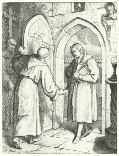 Martin Luther tritt am 17. Juli 1505 in das Augustinerkloster in Erfurt ein von Gustav Ferdinand Leopold Konig