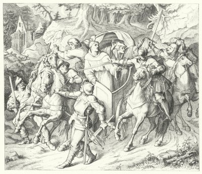 Martin Luther wird auf seiner Rückkehr vom Reichstag zu Worms entführt, 1521 von Gustav Ferdinand Leopold Konig
