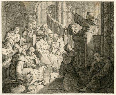 Martin Luther predigt im Kloster, vor Staupitz, seinem väterlichen Freund von Gustav Ferdinand Leopold Konig