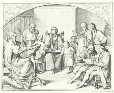 Martin Luther singt mit einem Kirchenchor (Stich) von Gustav Ferdinand Leopold Konig